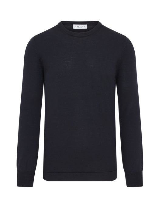 Long Sleeve Techwool Crew Neck Knit (Navy)